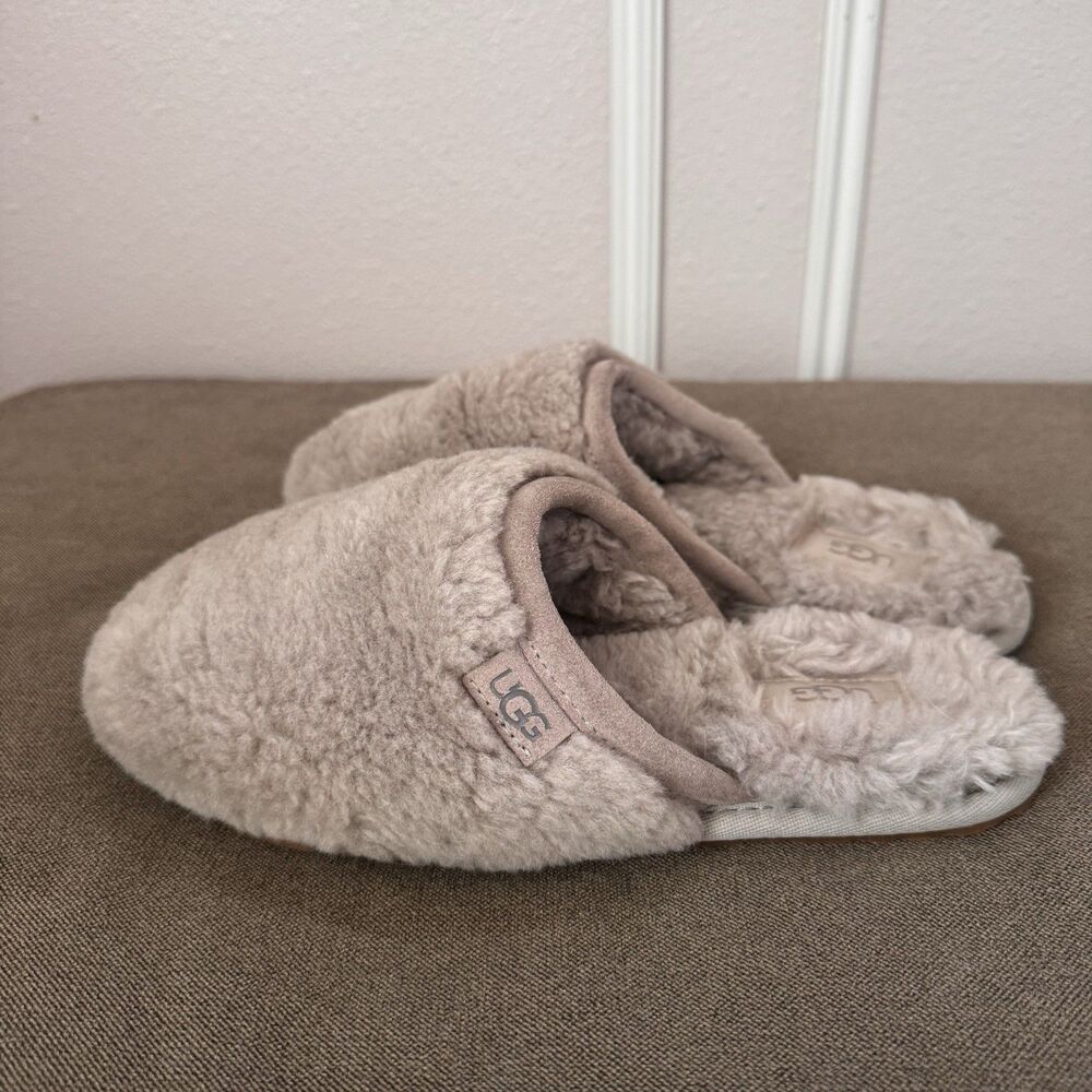 UGG Australia Fluffette Plush Wool Slippers Shoes Beige Women’s Size 7 *read*